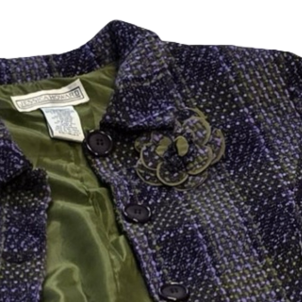 Jessica Howard Size 14 2-Piece Tweed Dress Jacket Set Purple Green Plaid Vintage - Picture 9 of 11
